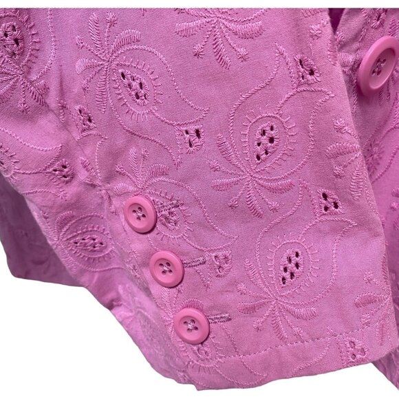 DENIM & CO. Jacket Size Large Purple Lilac Embroidered Blazer Cotton NWT - Picture 7 of 11